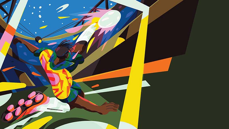 Artwork by Fabrizio Lenci from Brazil, created for Visa’s Reimagine FIFA World Cup 2026 collaboration.